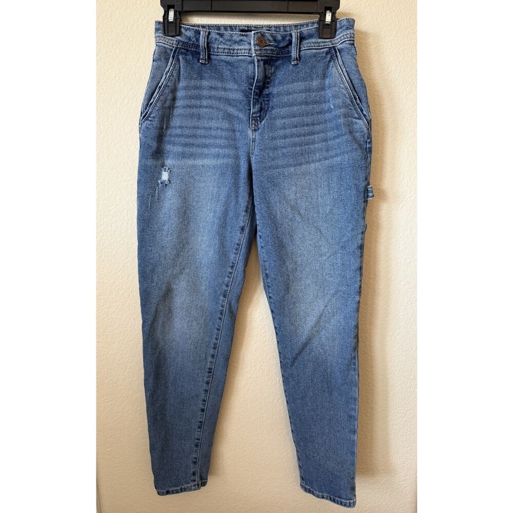 Sincerely Jules Med Wash Distress Mid Rise Carpenter Skinny Leg Jeans Size 1/25